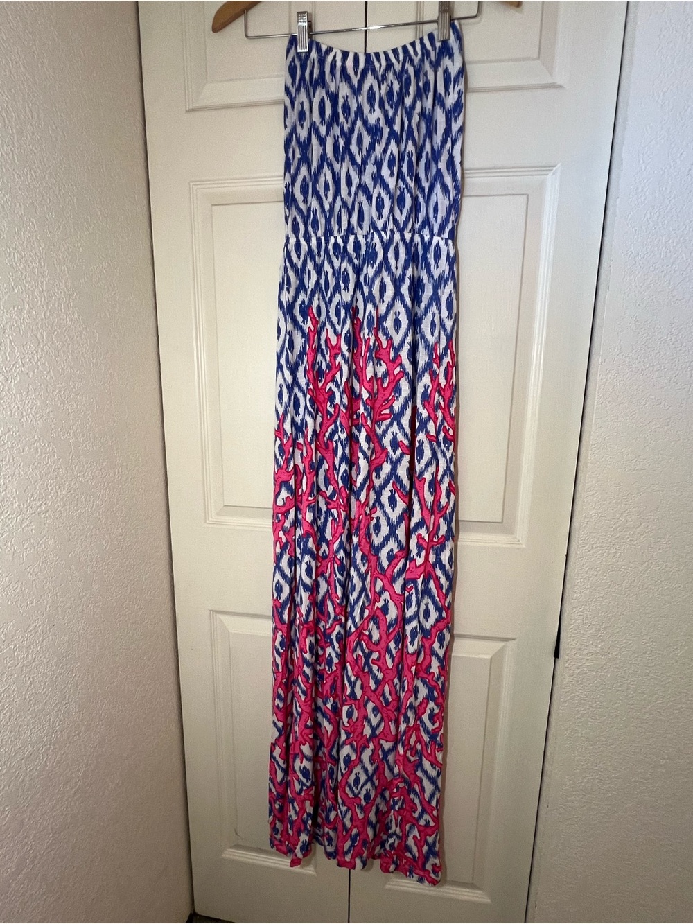 Lilly Pulitzer Marlisa Strapless Maxi Dress Deep Dive Fish Coral size X Small